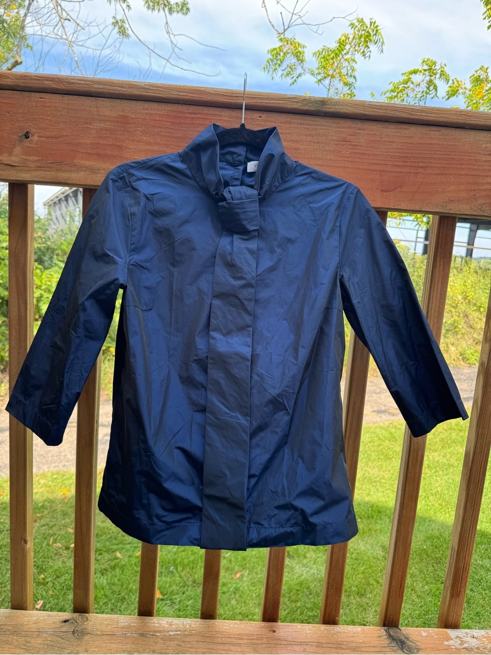 Viktor & Rolf Blue Iridescent Tie Neck Blouse IT 40 Made Italy